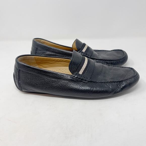 Bally Mens US 10 Black Wabler Calf Grained Leather Loafer Slip On Driving Shoe main image 9